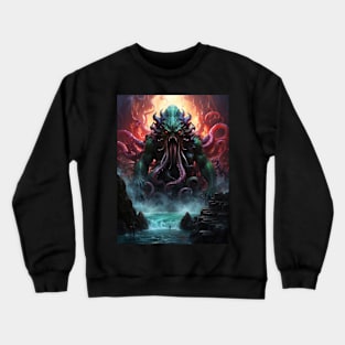 Large Cosmic Horror Kaiju Rising out of the Water Crewneck Sweatshirt